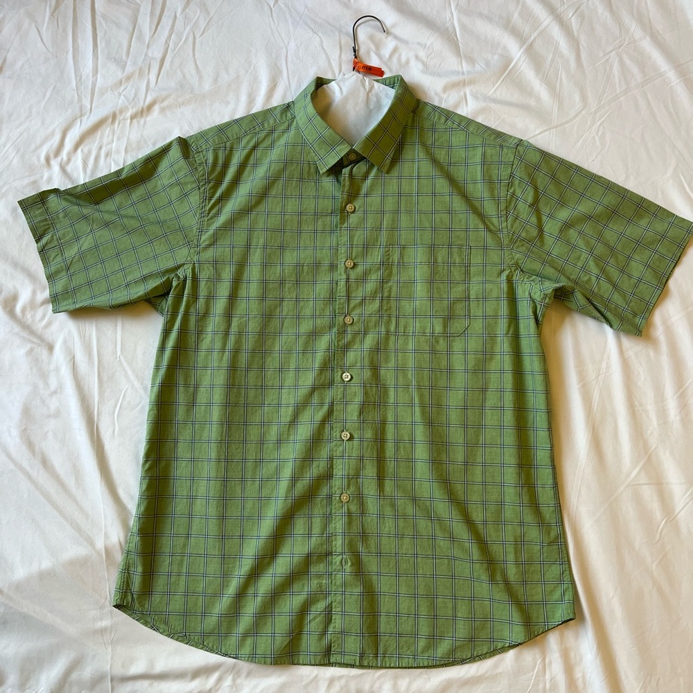 Scott Barber Green Plaid SS Button Down